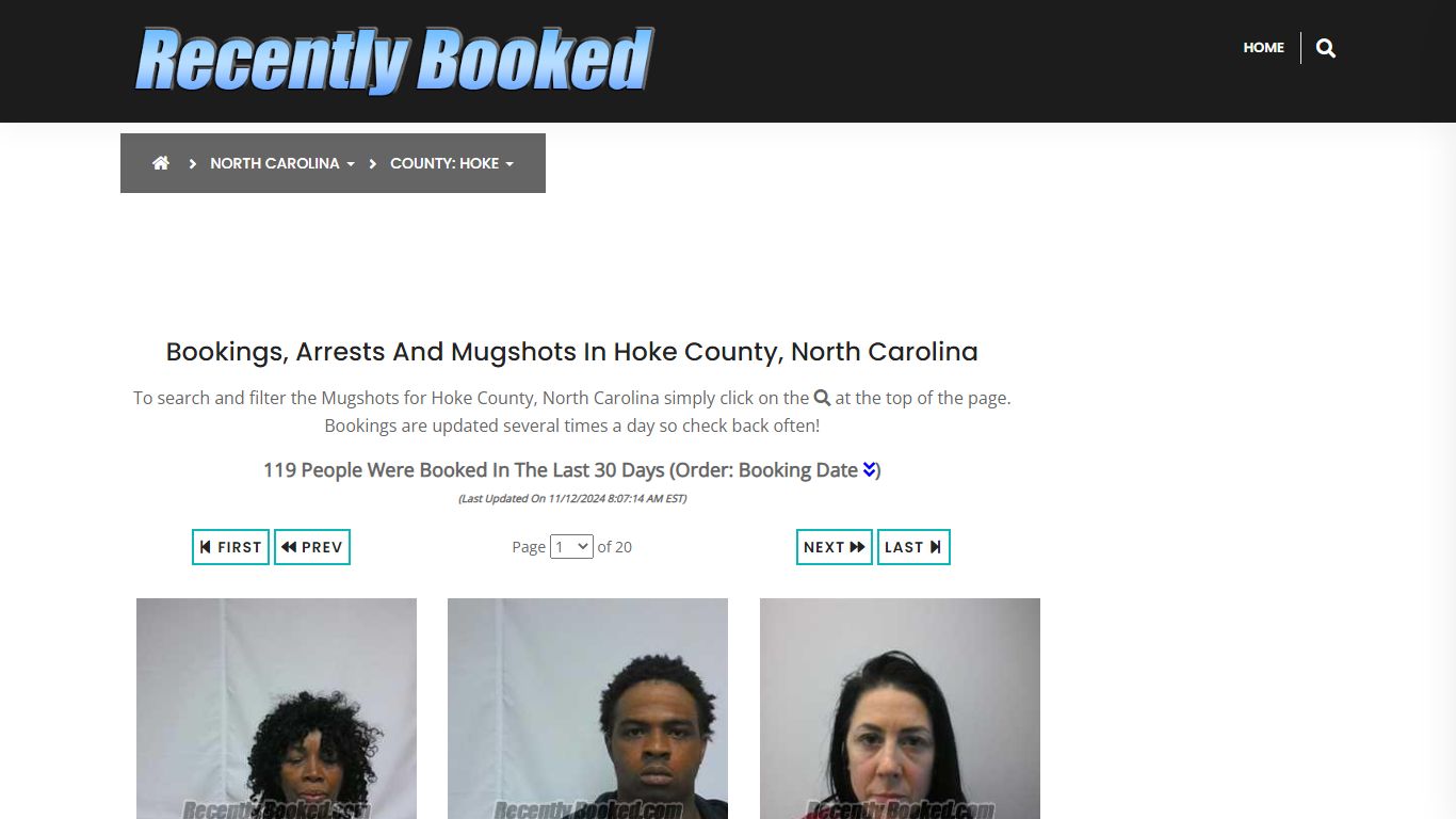 Bookings, Arrests and Mugshots in Hoke County, North Carolina