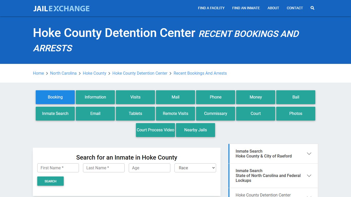 Hoke County Detention Center Recent Bookings And Arrests - Jail Exchange