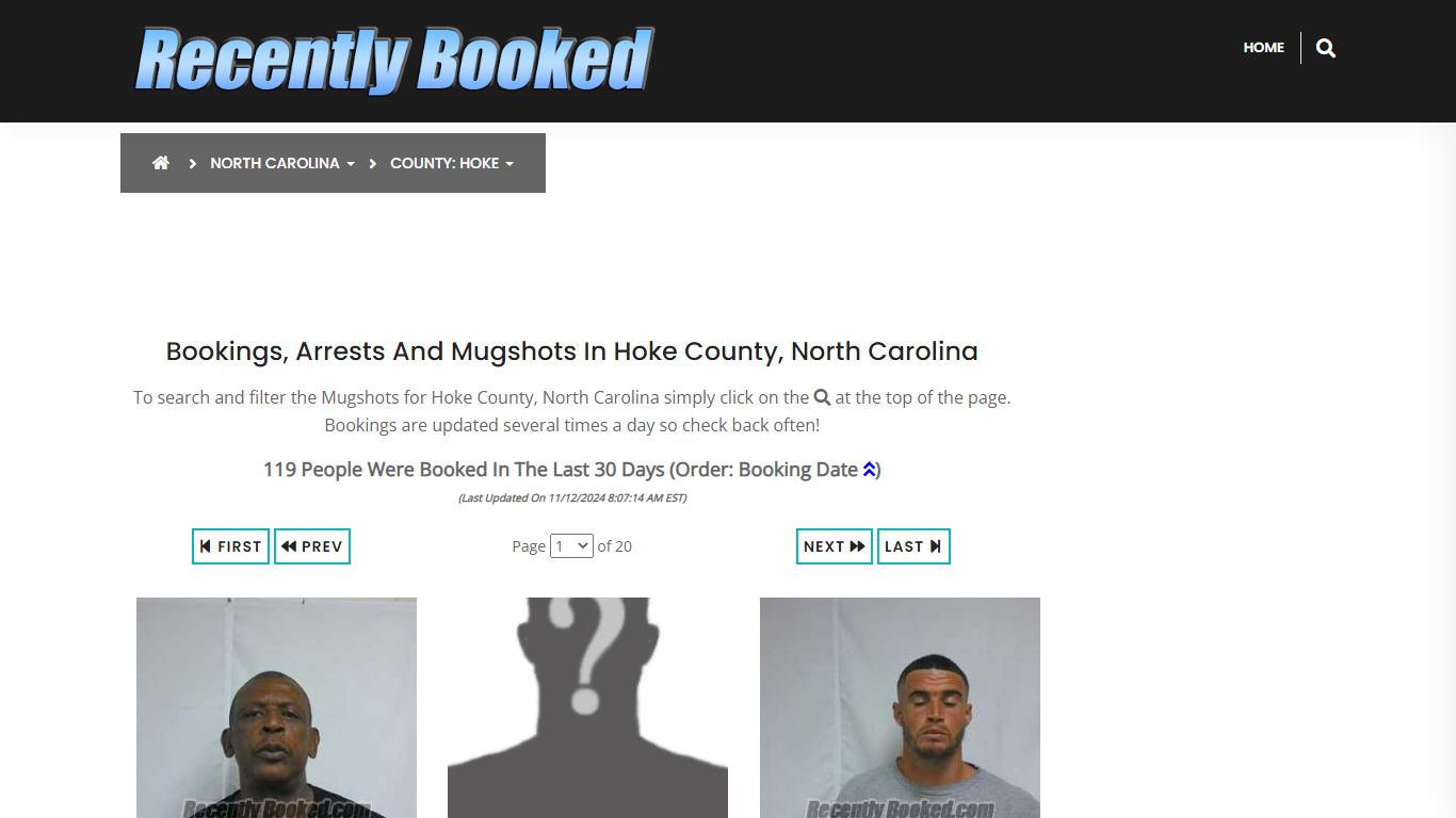 Bookings, Arrests and Mugshots in Hoke County, North Carolina