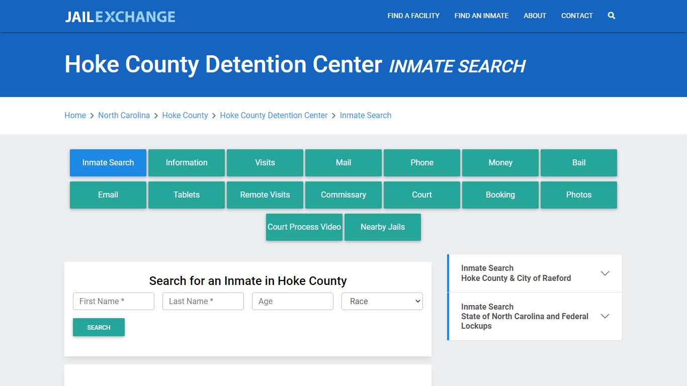 Hoke County Detention Center Inmate Search - Jail Exchange