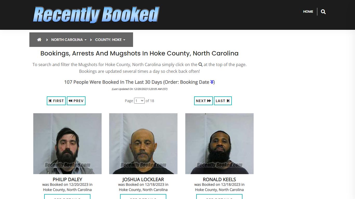 Bookings, Arrests and Mugshots in Hoke County, North Carolina