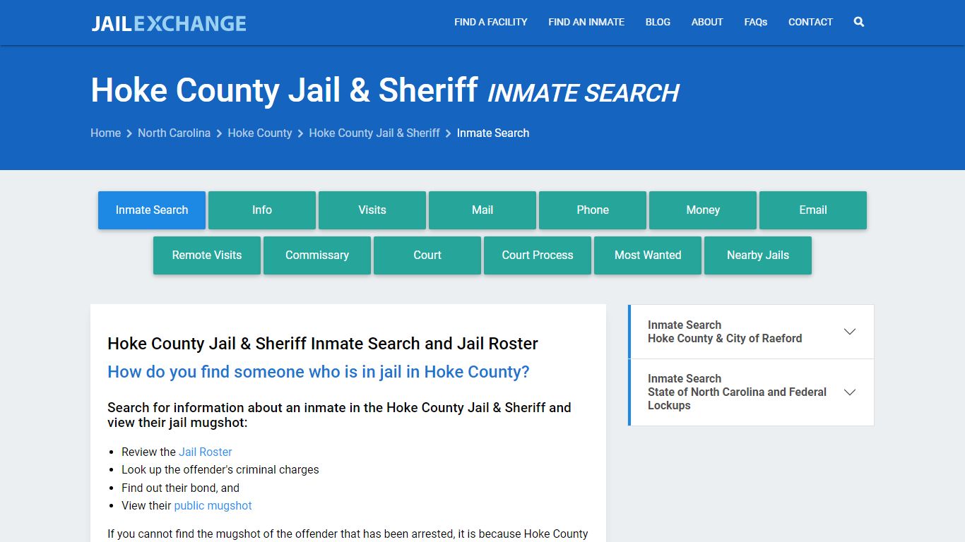 Inmate Search: Roster & Mugshots - Hoke County Jail & Sheriff, NC